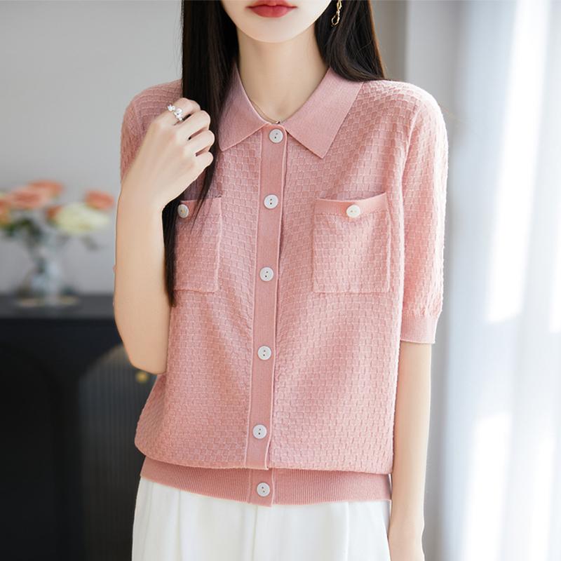 Leichte Strickjacke für Damen aus 50 % Wolle und 50 % Maulbeerseide – vielseitige Strickware für 4 Jahreszeiten für ganzjährigen Komfort und Stil