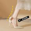82329 [sheepskin] high heels women's thin heels 2025 new pointed one-word with temperament bow single shoes