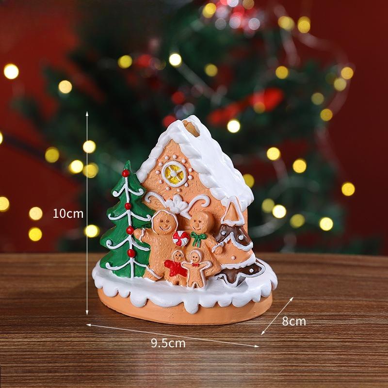 Christmas Snow House Display Store Dessert Table Window Miniature Landscape Decoration Prop Gingerbread House Christmas Gift
