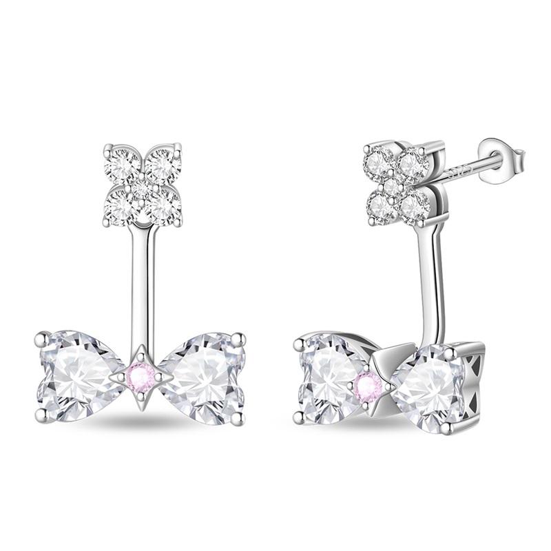 Fashion Spring Series Earrings For Women 925 Silver Color Butterfly Dragonfly Flower Heart Shaped Ear Studs Fine Jewelry Couple