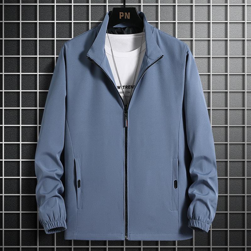 Jacka utan huva Herr Vår och Höst Stor Storlek Herr Casual Ståkrage Jacka