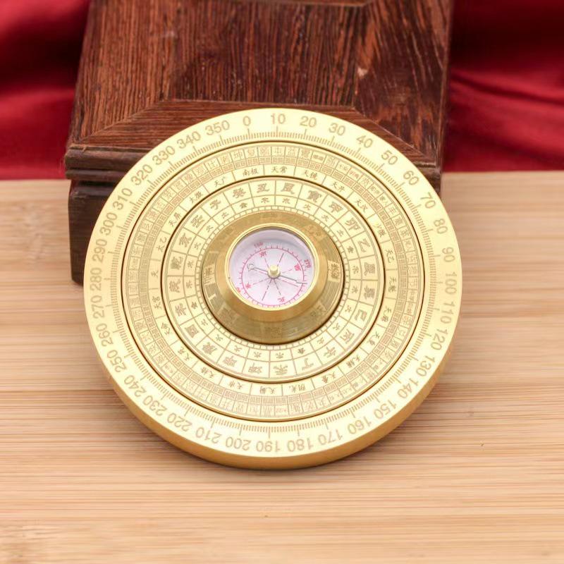 Multi-Ring Rotating Brass Feng Shui Bagua Tai Chi I Ching Compass Ornament