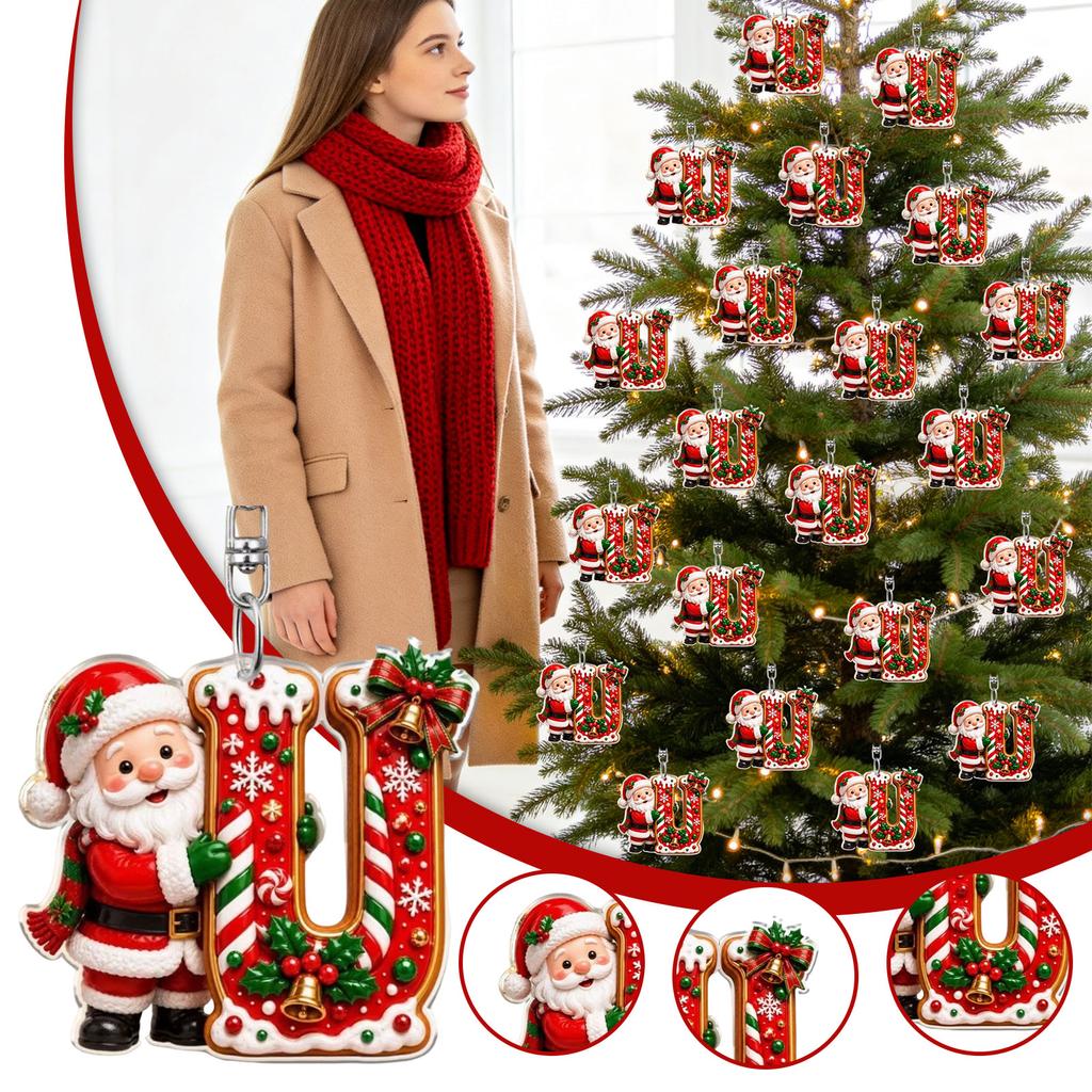 26 Letter Christmas Ornaments Set, 2D Hanging Decorations, 0.33 Thick