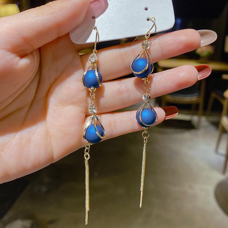 2023 Trendy Korean Water Drop Pearl Tassel Earrings - Versatile Fashion Accessory for Women