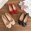 Women's Height-Enhancing Low-Cut French Mary Jane Flats, Versatile Square-Toe Bow Shoes for Dresses