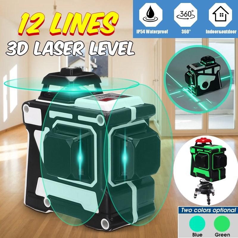 IP54 12 Lines 3D Self Leveling Laser Level Green/Blue Light 360 Degree Rotary New