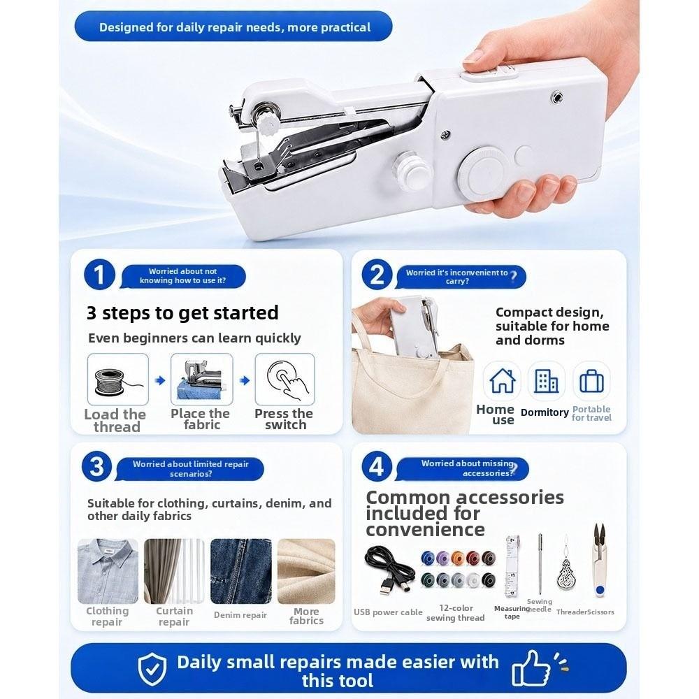 Multifunctional Mini Electric Tailor Set Compact Portable Sewing Machine Travel Use