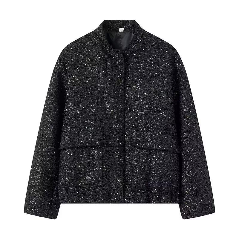 High Street Women's Coat Fashion Turn Down Collar Long Sleeve Single-Breasted Female Coats Autumn Winter Lady Outwear