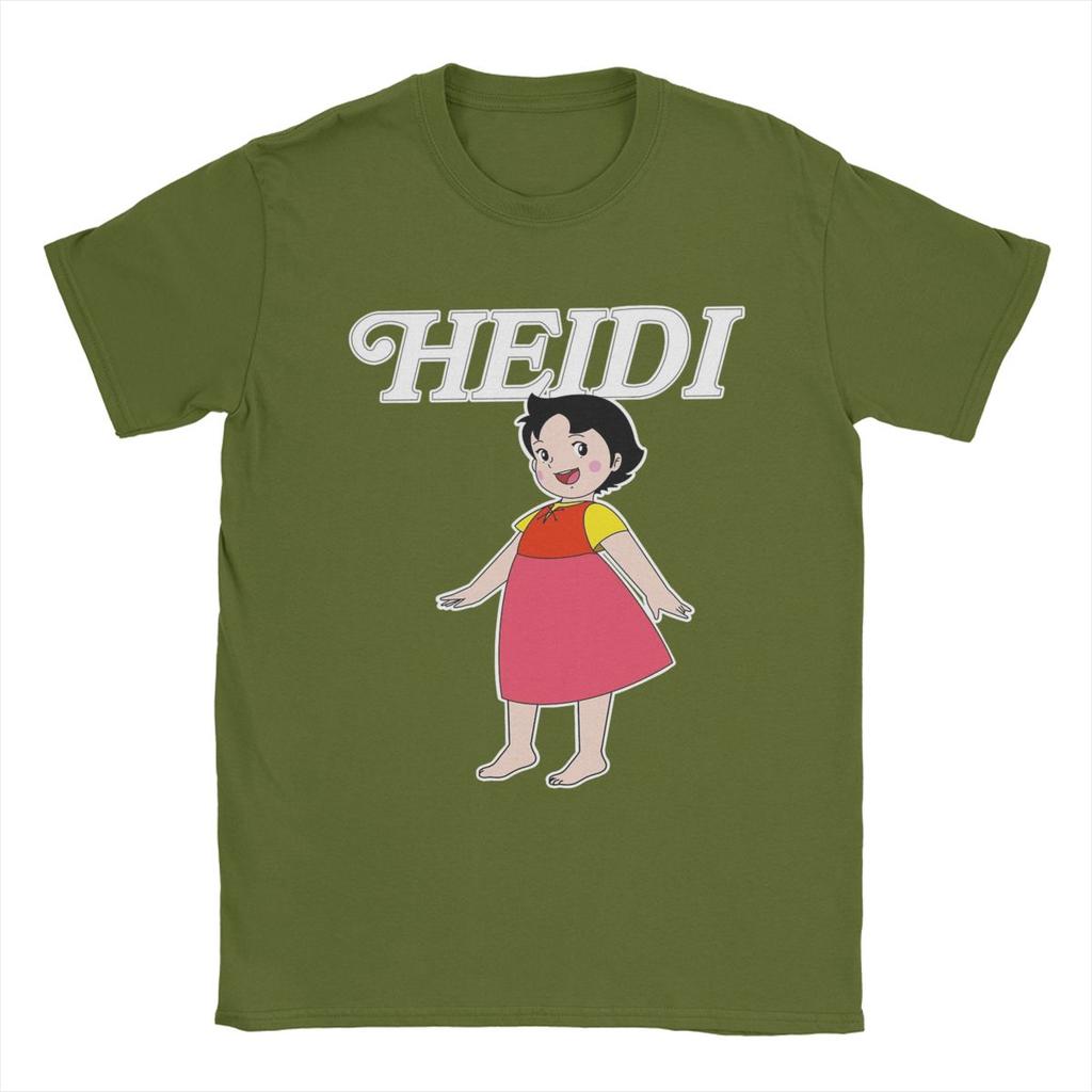 Freizeit Cartoon Heidi T-Shirts für Herren O-Ausschnitt 100% Baumwoll T-Shirt Kurzarm T-Shirt Übergröße Kleidung