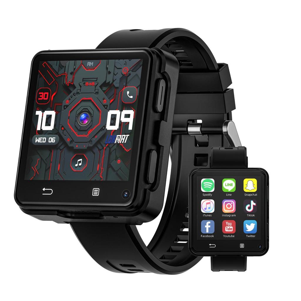LOKMAT New APPLLP 2 MAX Dual Camera Android 11 Watch Phone Wifi Videos Calls Smart Watch Network Detachable Strap Mini Phone