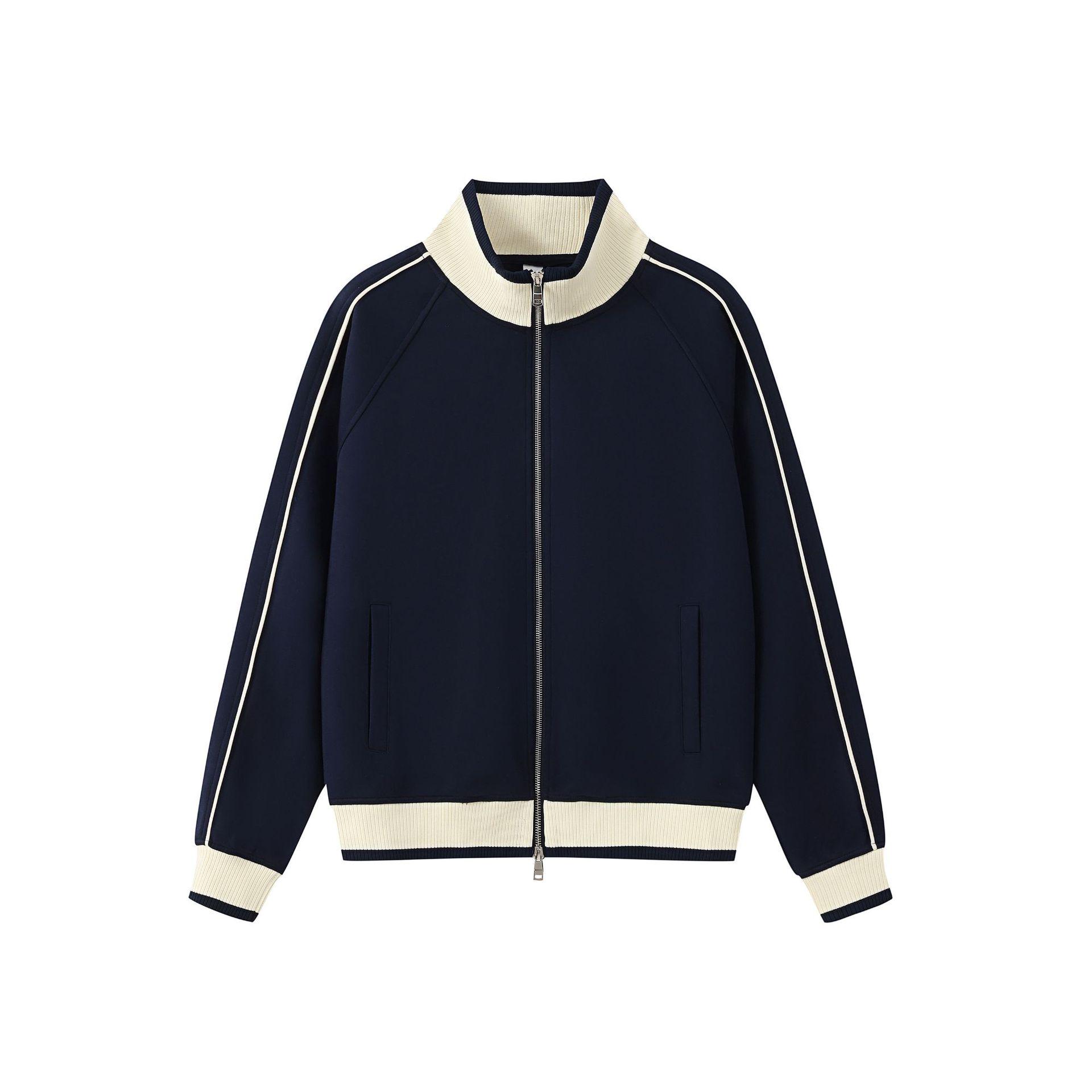 

380g Retro Color Block Cotton Hoodie - Custom Stand Collar Jacket 3XL