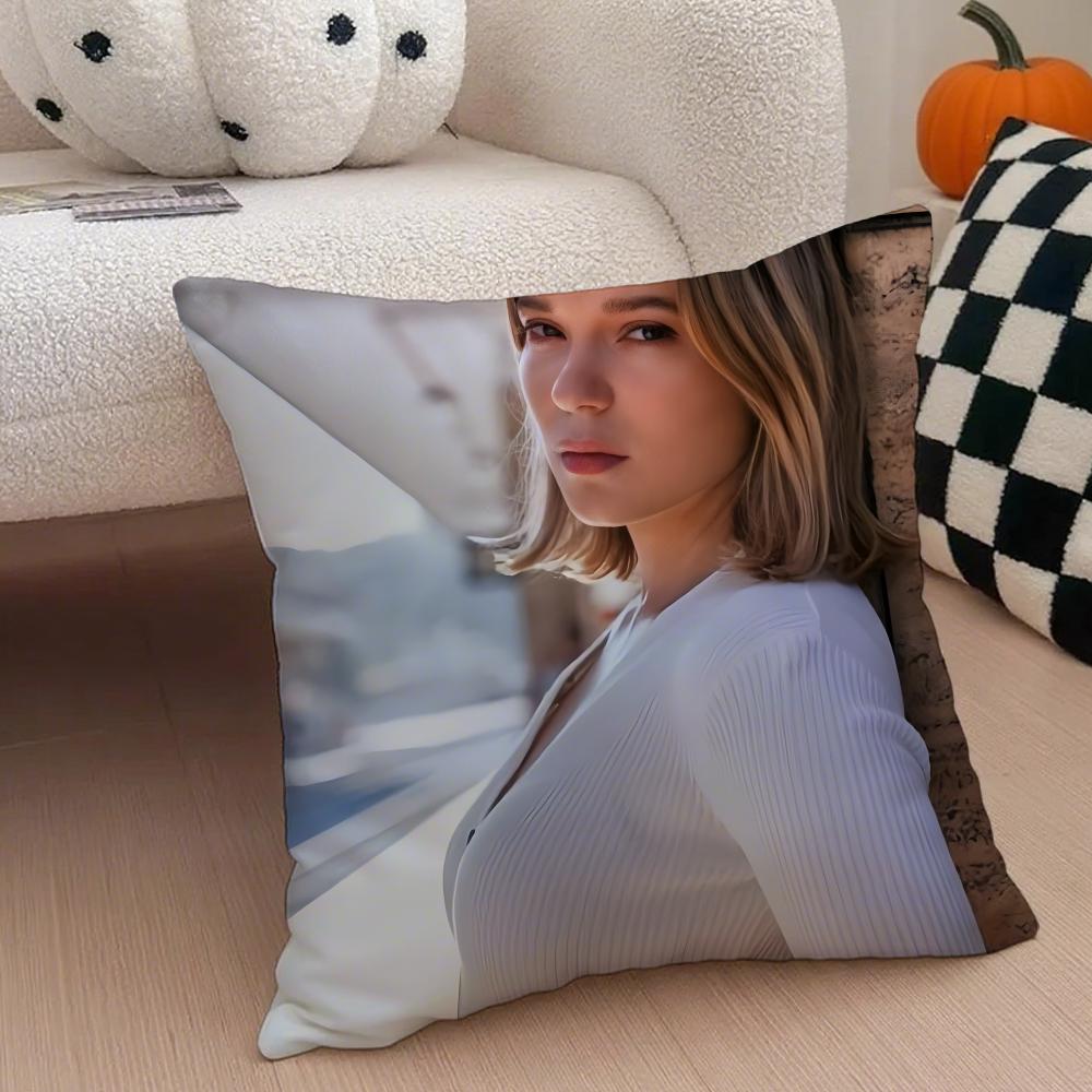 LLea Seydoux Cushion Cover Throw Pillow Cover Hidden Button Durable Polyester Chair Cushion