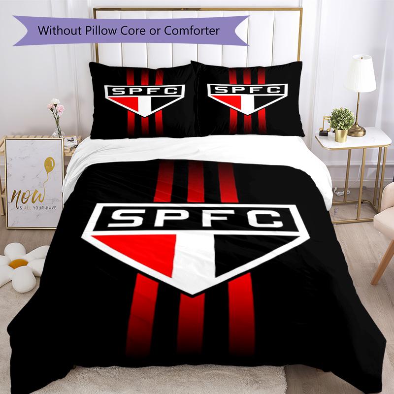 Paulo Fc Emblem Printed Pattern Duvet Cover Set – Includes 1 Duvet Cover and 2 Matching Pillowcases Bedroom Decor Christmas Gifts