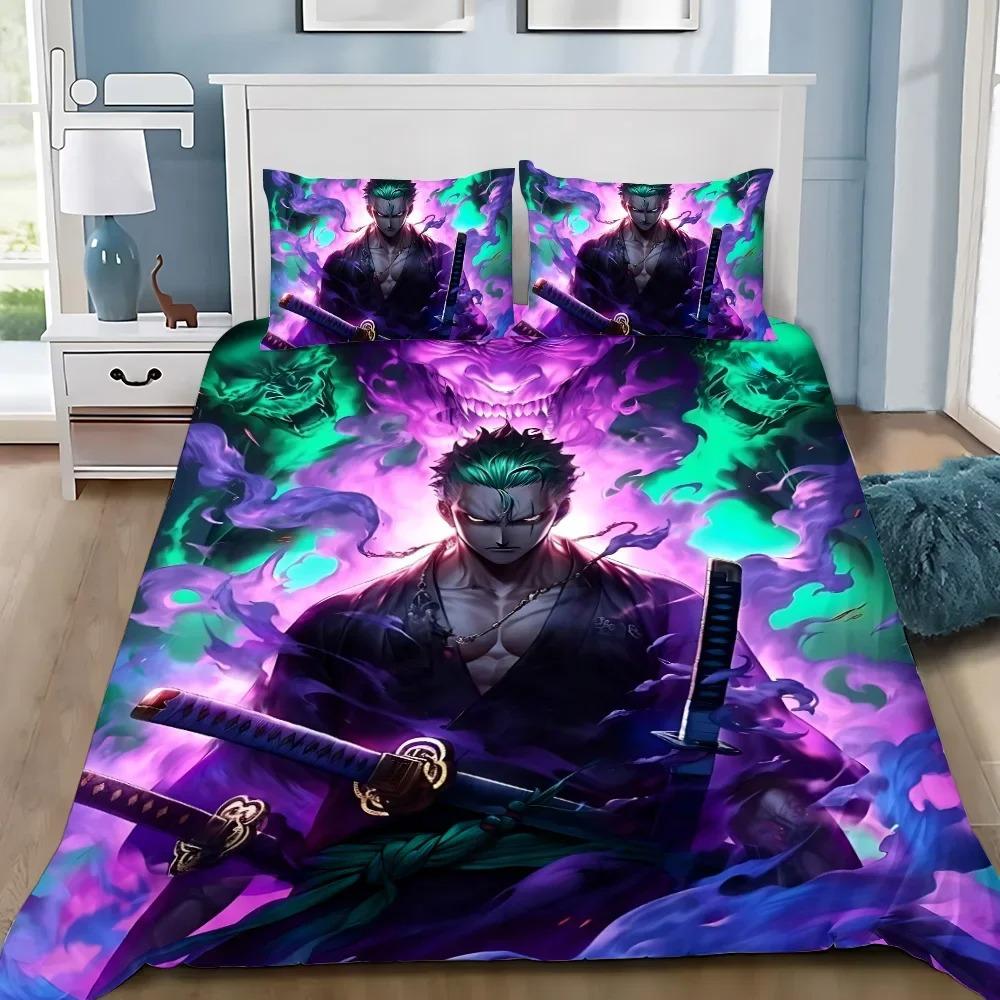 Anime Duvet Cover Pillowcase Bedding Set O-Ones Pieces Luffys Adult Boy Girl Bedroom Decoration Children Gift Single Double Size
