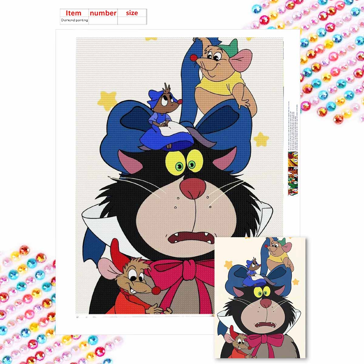 

Алмазная живопись своими руками Черный кот и мышь Набор для вышивания крестом Мозаичное искусство Алмазная живопись Полная выкладка круглыми алмазами Домашнее украшение Round 20x30cm