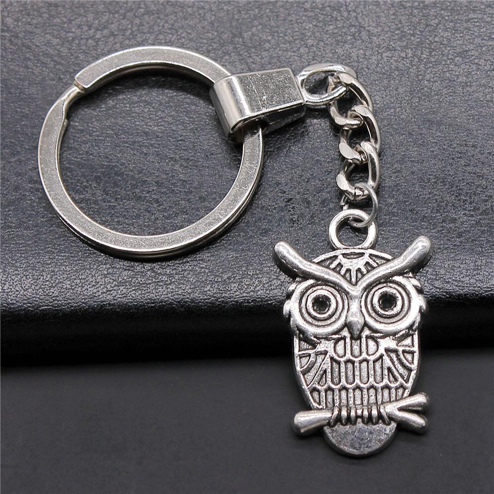 Herren Schlüsselanhänger DIY Metallhalter Kette Vintage Eulen Anhänger Kreativer Party Schmuck Zubehör Geschenk