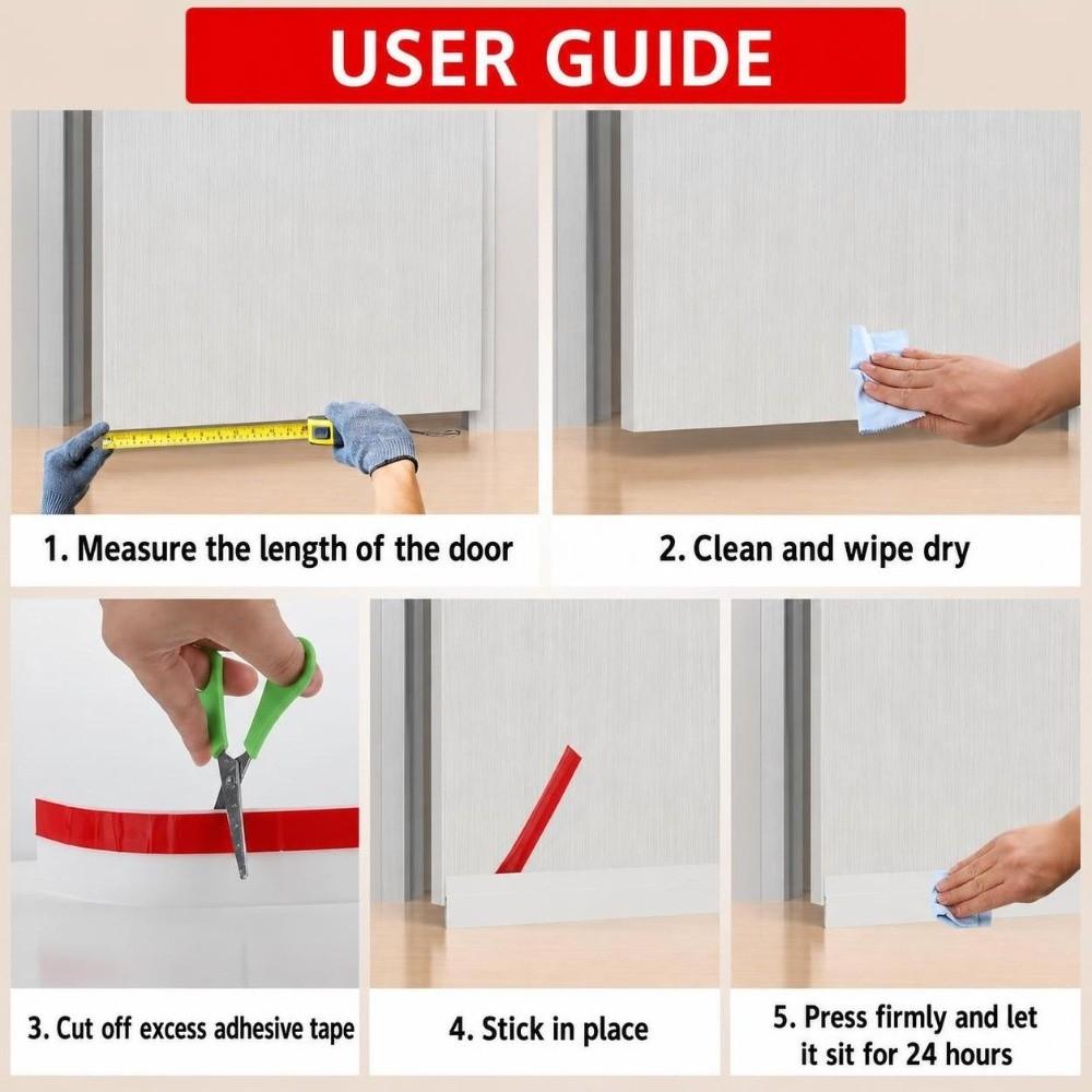 Soundproof Door Bottom Sealing Strip Silicone Weather Stripping Draught Excluder  Bedroom
