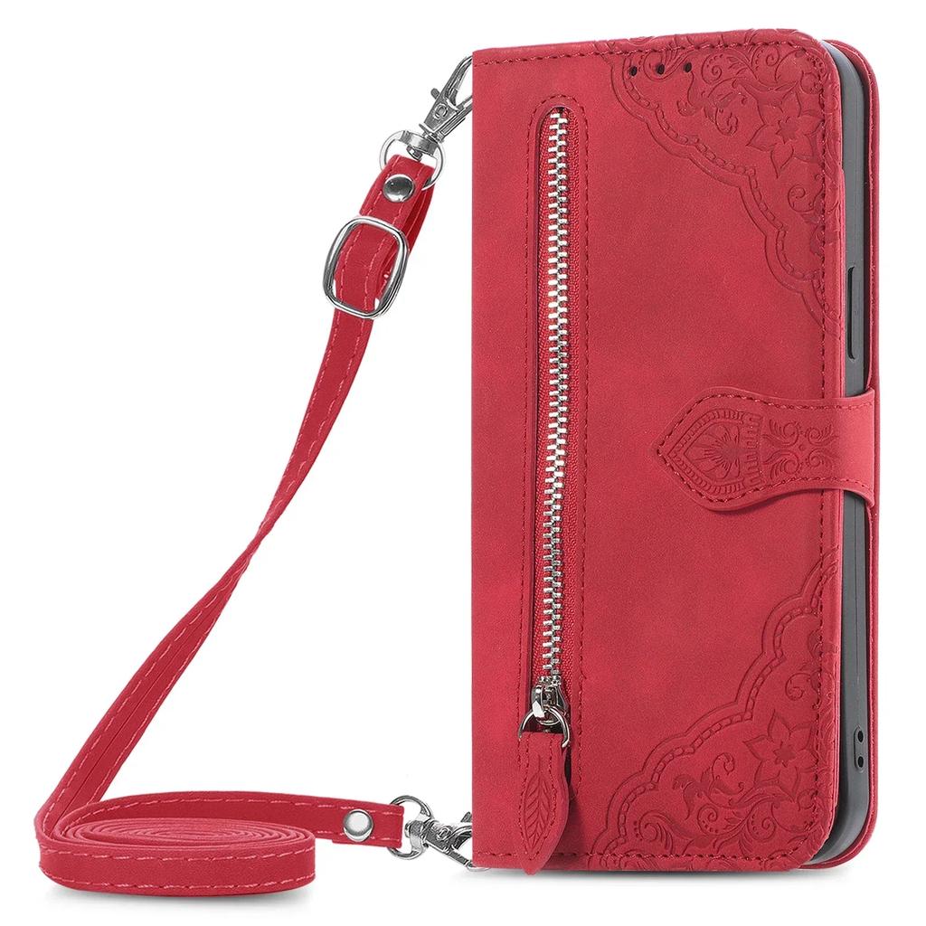 Zipper Leather Flip Wallet Case For OPPO Find X6 X8 Pro Reno 12 12F 13 Pro 7 7A 8 Lite A40 A40M A60 A80 A18 A38 A79 Phone Cover