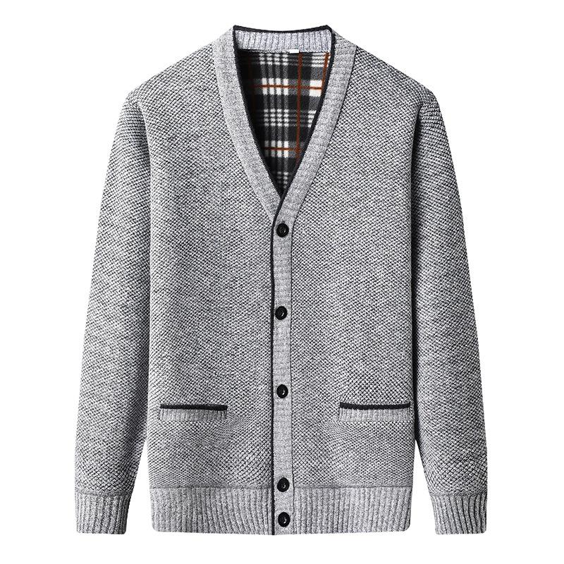 New Autumn And Winter Fashionable Warm Knitted Button Cardigan Sweater Jacket For Men Large Size Solid Color Loose Casual Jacket