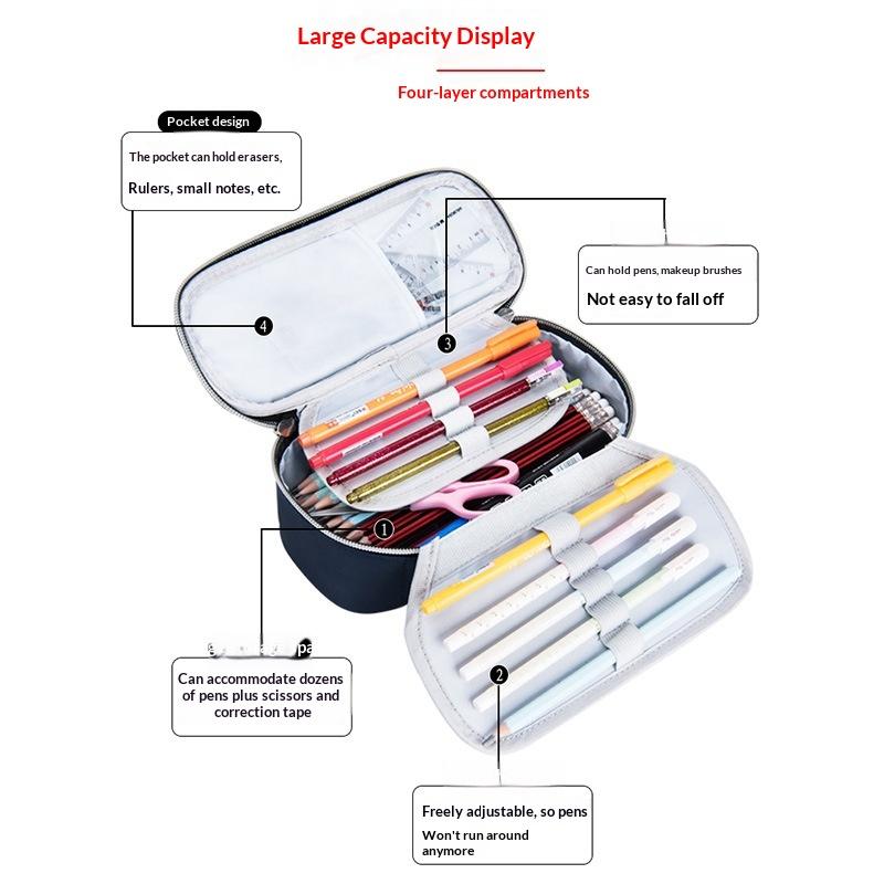 Large Capacity Minimalist Korean Style Pencil Case with Combination Lock for Elementary, Middle and High School Students.