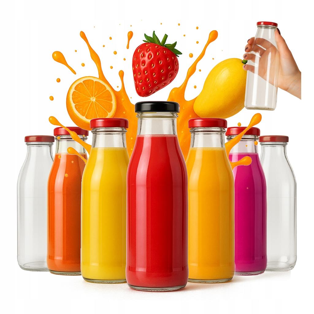 20pcs. Bottles For Juice Kubuś 500Ml Glass Bottle For Juices + Cap 20X