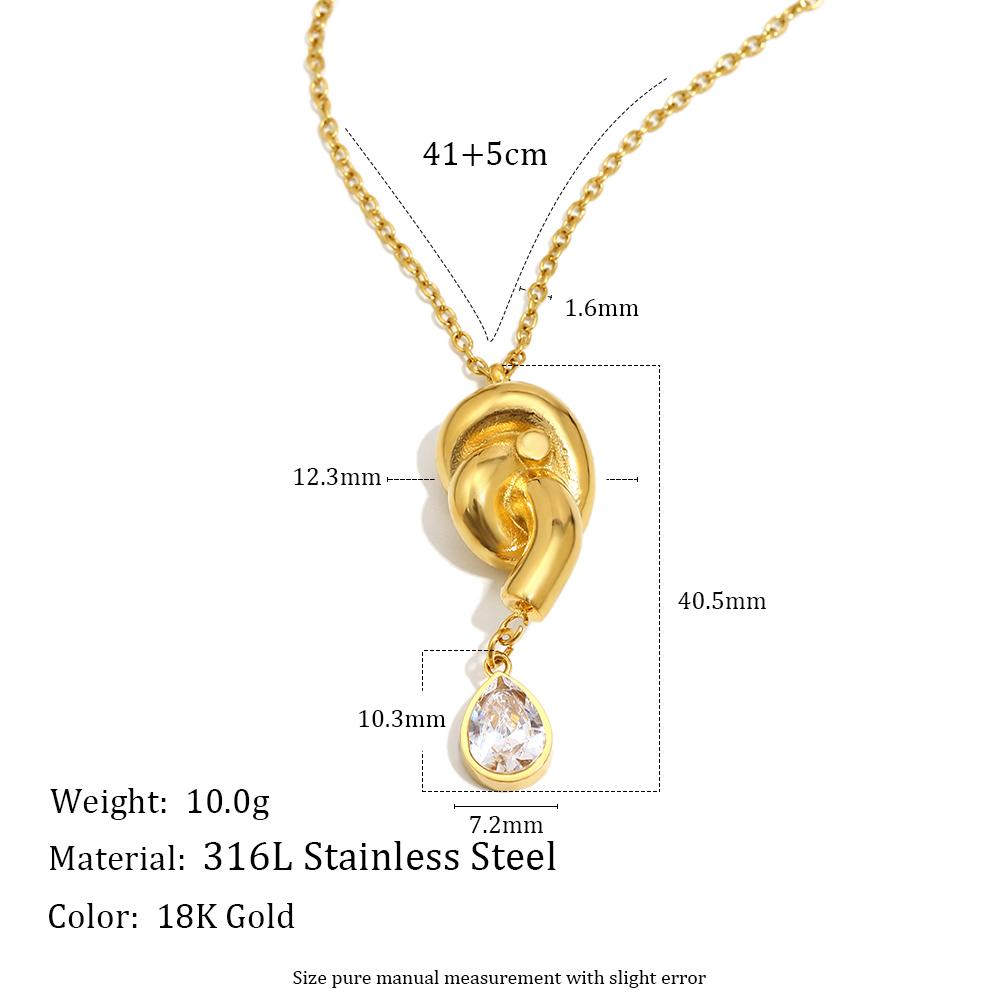 MamacitaSlay 316L Stainless Steel Knot Teardrop Zircon Necklace Earrings 18K Gold Plated Waterproof Casual Jewelry Set For Women