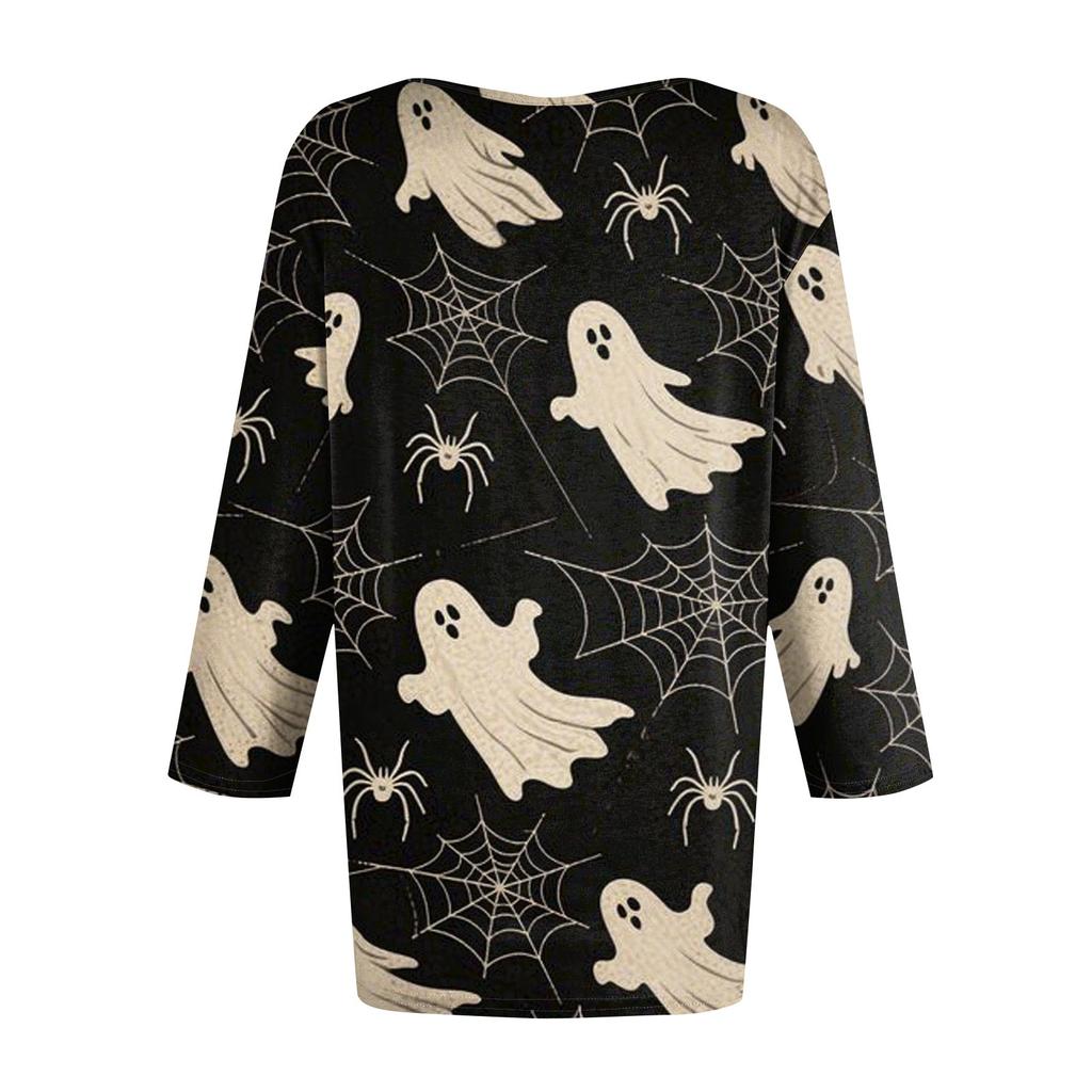 Women's Fashion Casual Round Neck Printed 3/4 T-shirt Top