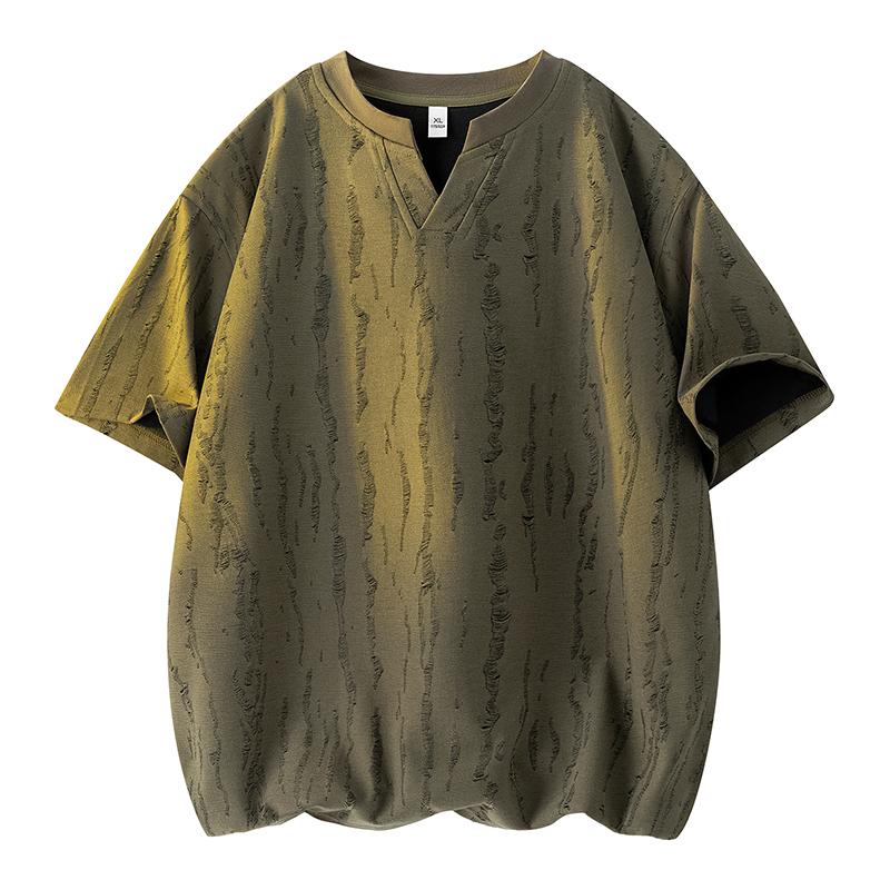 Simple And Versatile V-neck Short-sleeved T-shirt Men's Summer Loose Pullover Top
