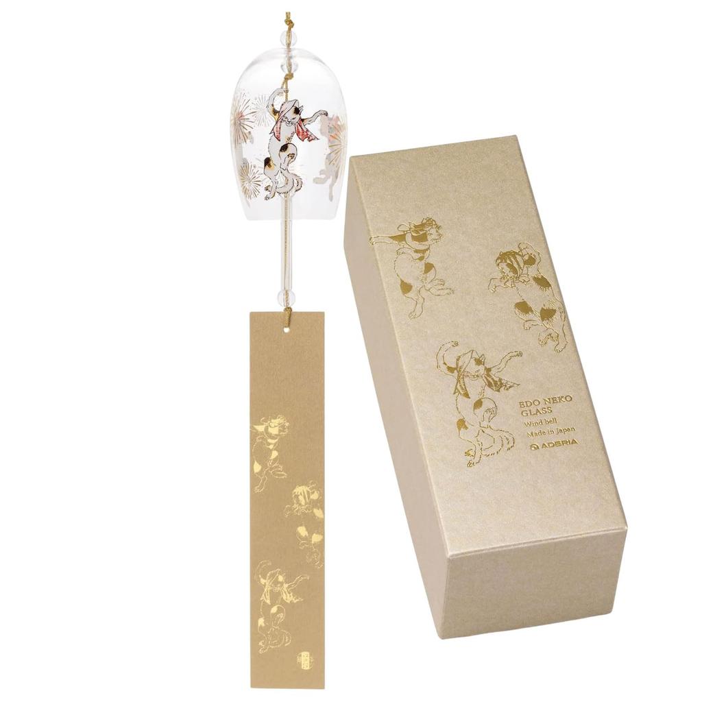 Aderia Edo Cat Wind Made In Gift Handmade Gift for R6129 Chime, Japan, Boxed, Glass, Cute, Stylish, Entryway, Mother's Day, Father's Day, Couples,