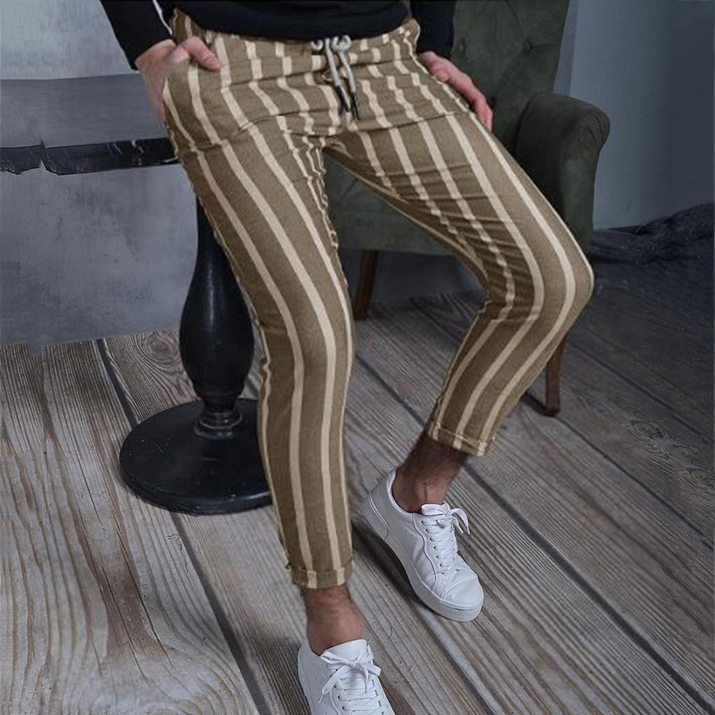 Fashion Men Casual Slim Fit Zipper Long Pants Trousers
