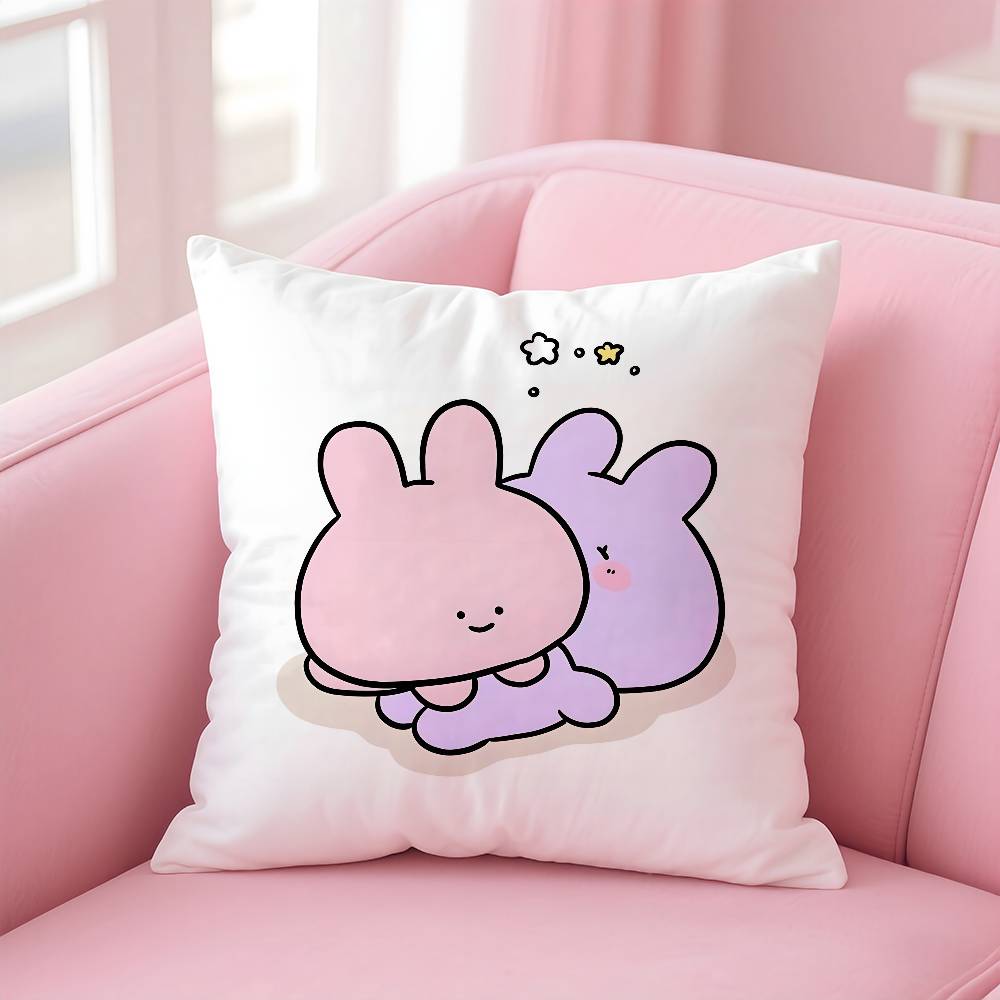 Cartoon A-Asamimichan Cute Bunny Pillow Case pattern printing pillowcase living room sofa cushion cover bedroom room decor