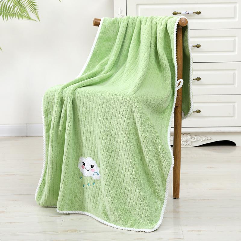 Towel New coral fleece striped cloud bath towel Cartoon soft absorbent large bath towel Children's adult bath towel