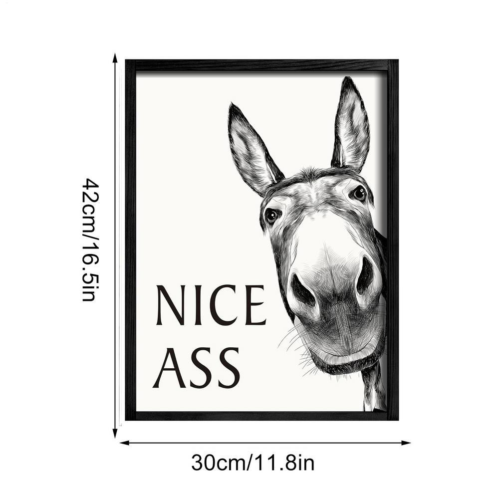 Funny Bathroom Signs Decor - Humorous Nice Vintage Metal Cute Donkey Tin Sign Wall Art Pictures For Home Bathroom Decor