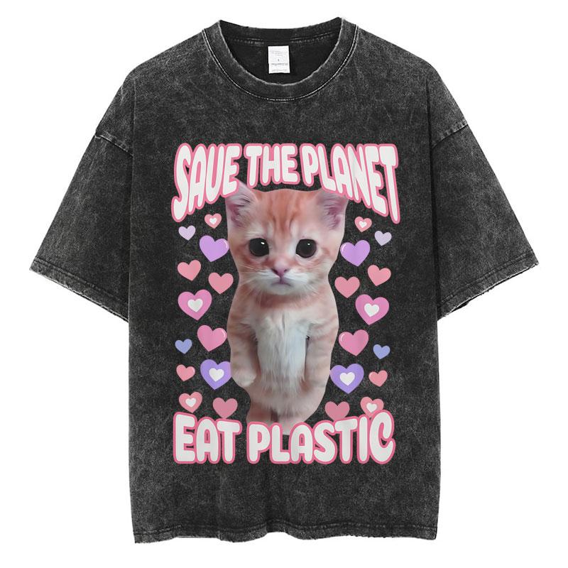 Wash I Survived Todays Tummy Ache Funny Cat Meme T Shirt Men Women Personality Fashion Tshirt Cotton Casual Oversized T Shirts