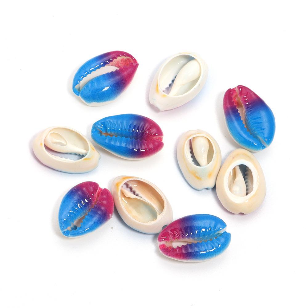 5pcs Fun Creativity Beach Style Retro Random Color Mix Painted Print Shell Beads Jewelry Charm Making DIY Fashion Accessories