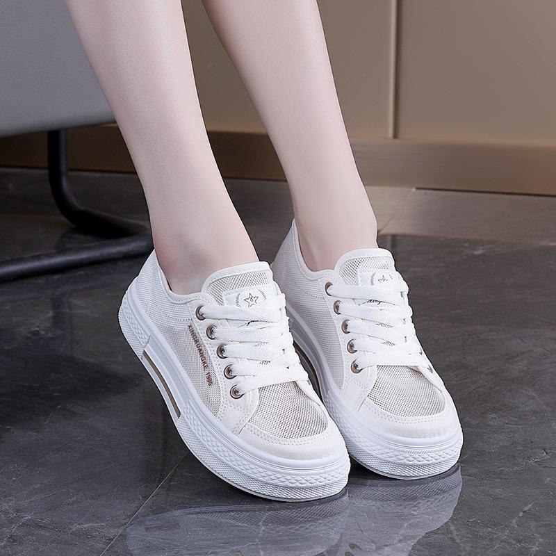 Women Korean Style Breathable Mesh Canvas Soft Sole Casual Low Top Sneakers