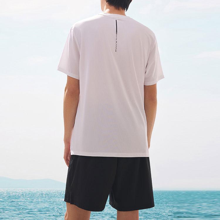 Anta Running Series Solid Color Crew Neck Pullover Short Sleeve T-Shirt Straight Leg Shorts Casual Sports Set Men Sports Set Pure-White 952425201-2