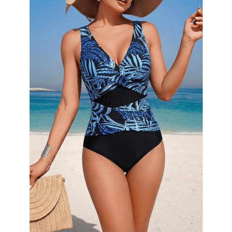 2026 European and American New Bikini Swimsuit Women's Color Matching To Cover The Belly and Show Thinness One-piece Bikini Swimsuit