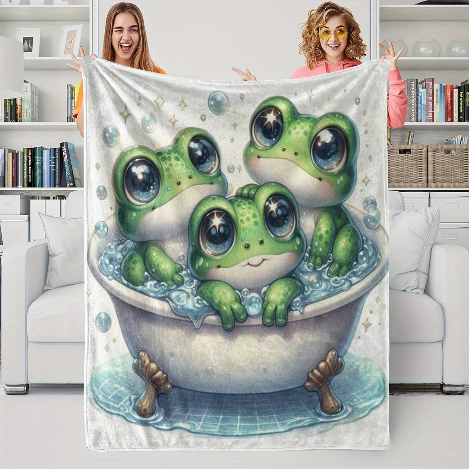 

Cute long-eyed frog pattern design, suitable for beds, sofas, travel, camping - for family, office, as a gift for friends 75x90cm