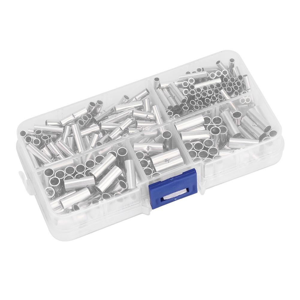 300Pcs Non Insulated Copper Butt Splice Wire Connector Tinned Crimp Terminal Kit for Boat Auto