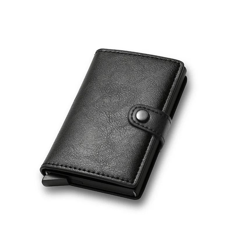 

Carbon Fiber Credit Card Holder Wallet Men Rfid Smart Metal Thin Slim Pop Up Minimalist Wallet Small Black Purse Metal Vallet