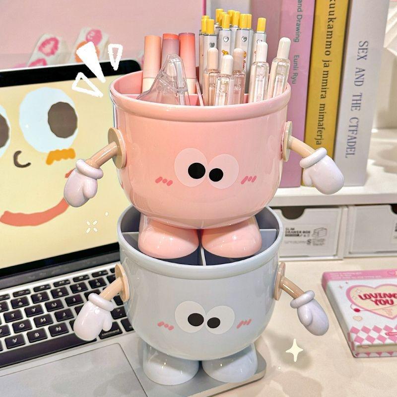 Cartoon Große Augen Stiftehalter Mit Haken Tisch Niedlich Schreibwaren Aufbewahrungsbox Stiftehalter Ständer Schüler Kinder Mädchen Schreibtischorganizer