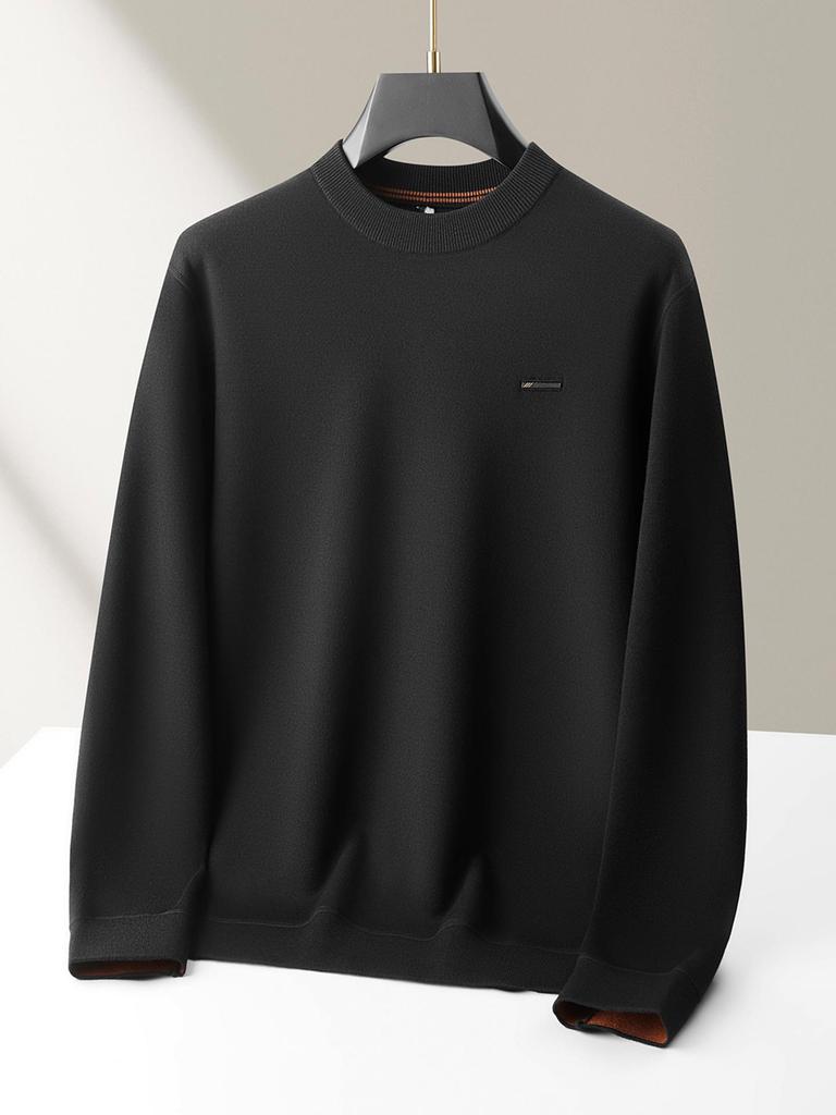 2025 Autumn-Winter Men's Plus Size Velvet Thick Sweater, Casual Round-Neck Warm Knitwear