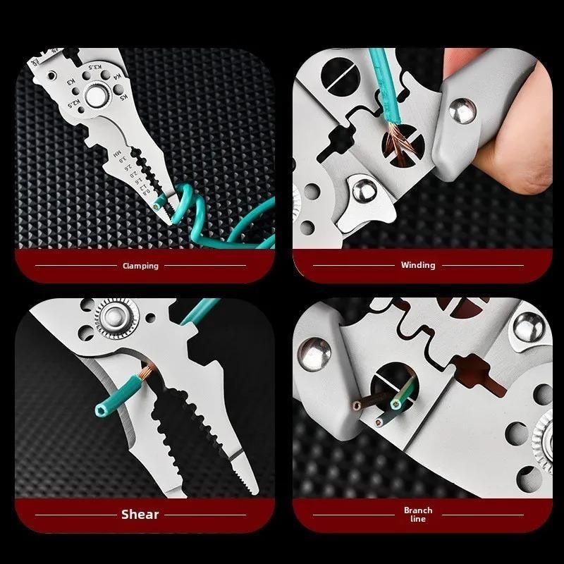 Industrial Grade Stainless Steel Multi-Tool: Professional Electrician's Wire Cutter & Stripper, Pliers for Wiring, Cutting