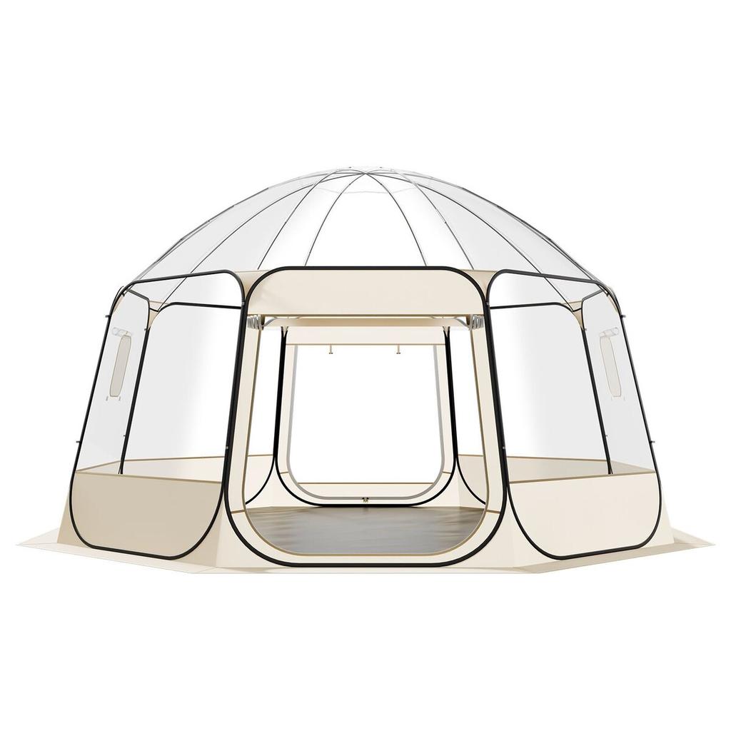 Tenda a Bolle Pop-up, 4,58 x 4,32 m Impermeabile e Resistente ai Raggi UV, Tenda da Campeggio Trasparente, Tende a Cupola Igloo per Giardino Esterno con Finestre, Panoramica a 540°