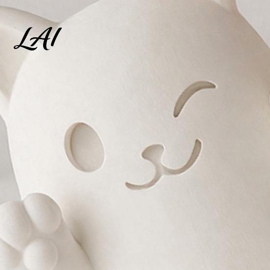 Collectible Art Figures 3D Printed Cute Ghost Cat Figurine Wink Smile Surprise Spooky Halloween Decor Lover Gifts Blank White DIY Paintable Statue,