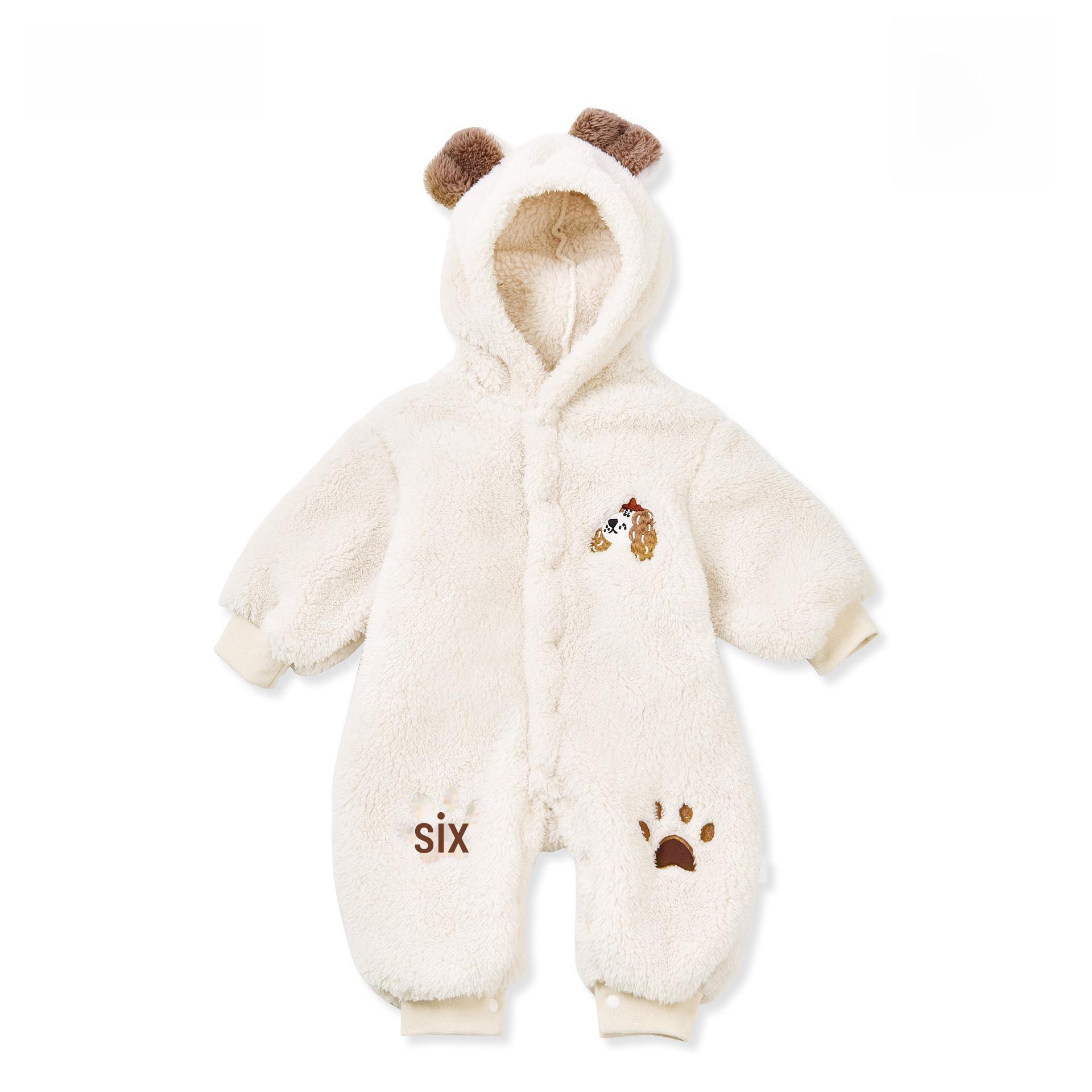 

Детские комбинезоны премиум-класса: Универсальные домашние вещи и наряды, двухсторонние флисовые комбинезоны с капюшоном 3D на весну и осень. 90 cm белый/слоновая кость