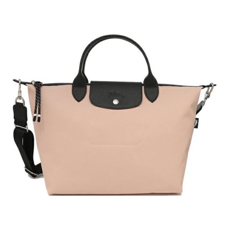 Longchamp Le Pliage Energy Detachable Adjustable Shoulder Strap Recycled Canvas Shoulder Crossbody Tote Bag Medium Women Tote Bag Nude-Pink 1515HSR542