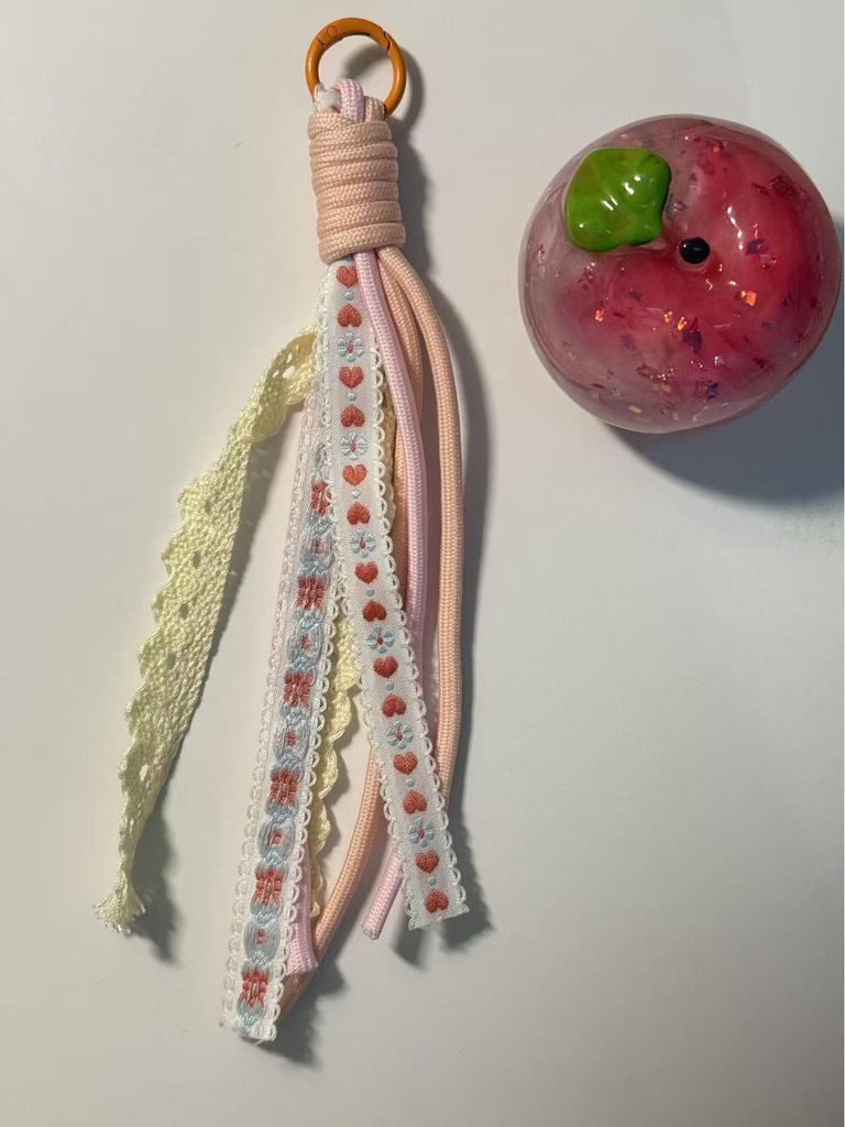 Handmade Colorful Lace Phone Lanyard & Dopamine Keychain Charm