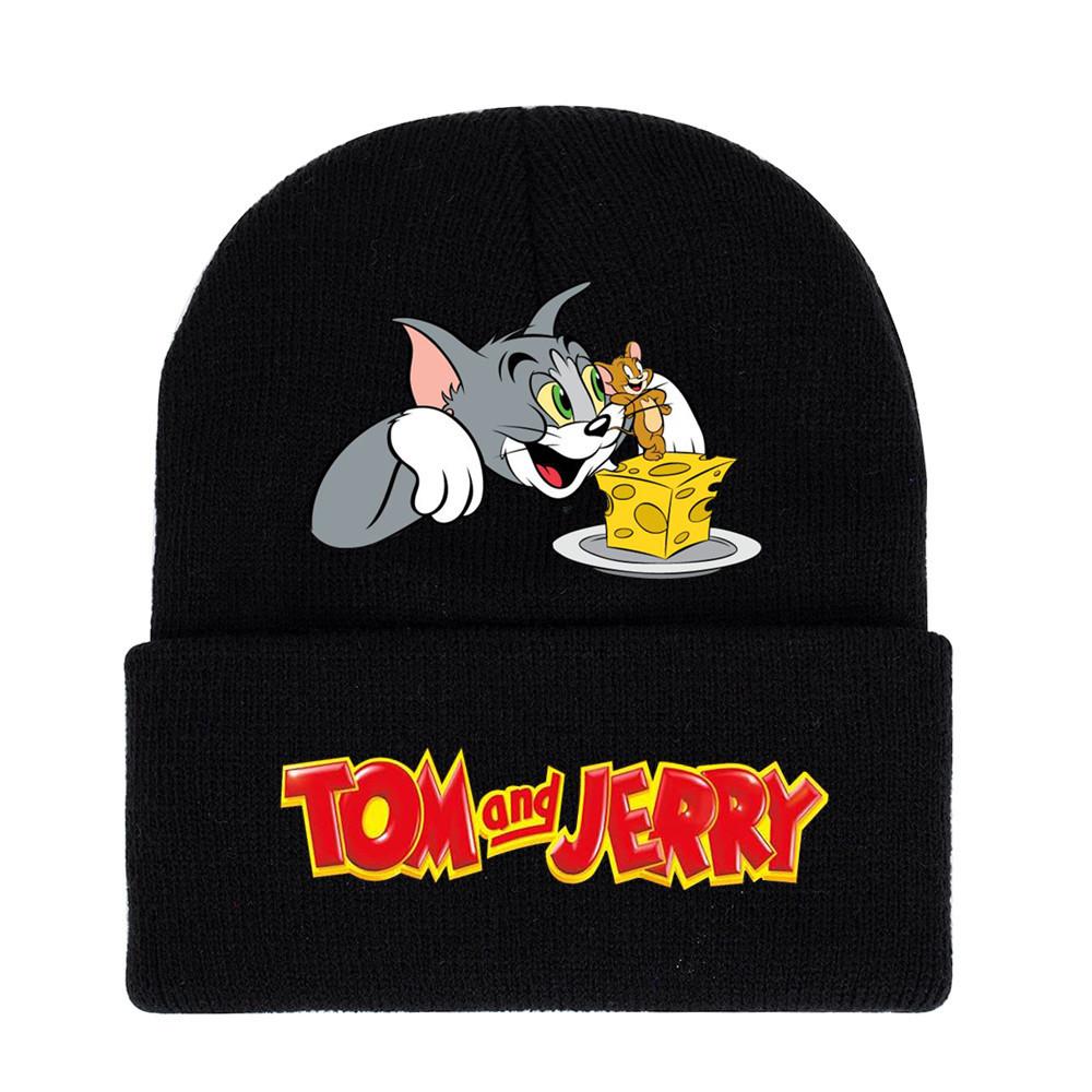 Jerry And Tom Cartoon Print Knitted Hat Hip Hop Cap Outdoor Fashion Gift Unisex